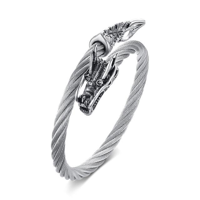 Adjustable Twisted Cable Dragon Bangle